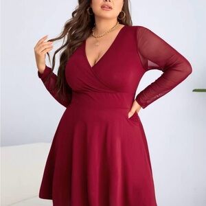 SHEIN Deep Red Long Sleeve Dress